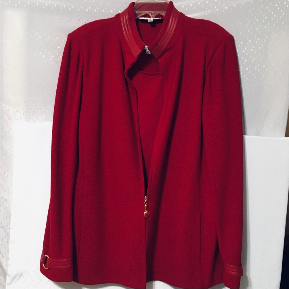 ST JOHN Red 2pc Sweater/top Size 14/ Shell Large